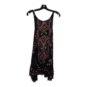 Intimately Free People Annika Slip Trapeze Dress Women's SM Black Floral Hi Low